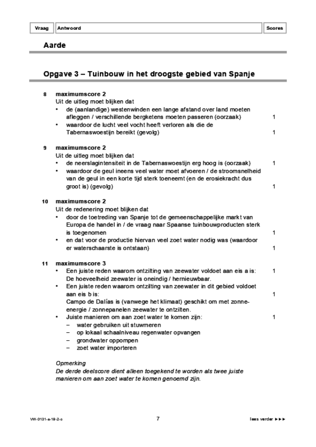 Correctievoorschrift examen VWO aardrijkskunde 2019, tijdvak 2. Pagina 7