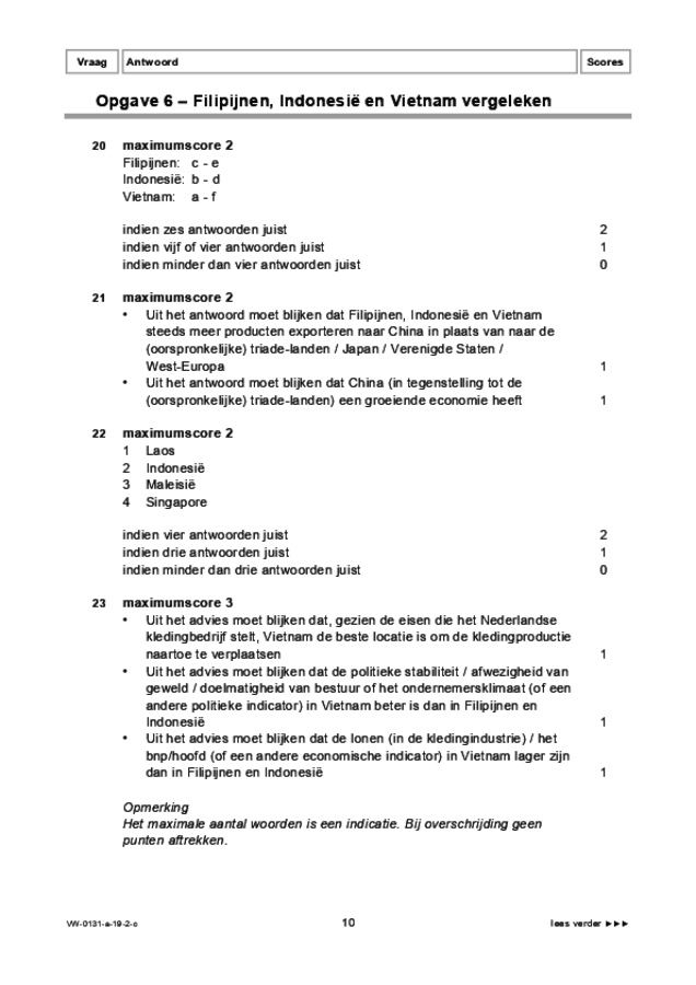 Correctievoorschrift examen VWO aardrijkskunde 2019, tijdvak 2. Pagina 10