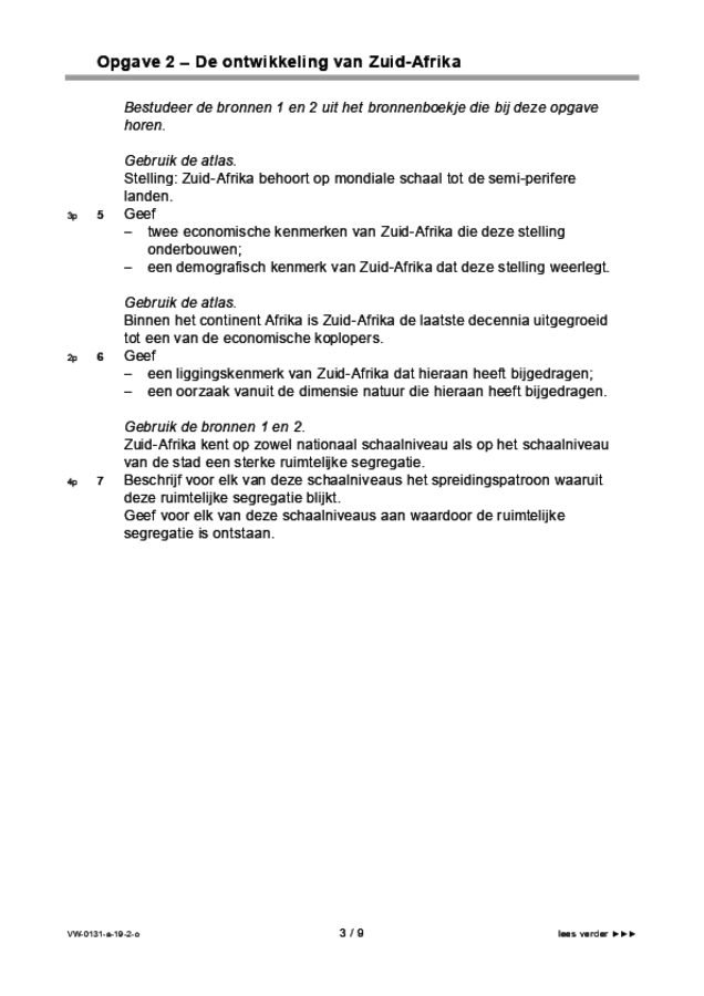 Opgaven examen VWO aardrijkskunde 2019, tijdvak 2. Pagina 3