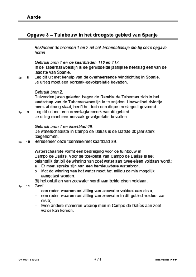 Opgaven examen VWO aardrijkskunde 2019, tijdvak 2. Pagina 4