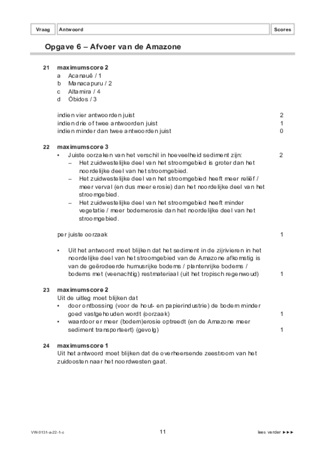 Correctievoorschrift examen VWO aardrijkskunde 2022, tijdvak 1. Pagina 11