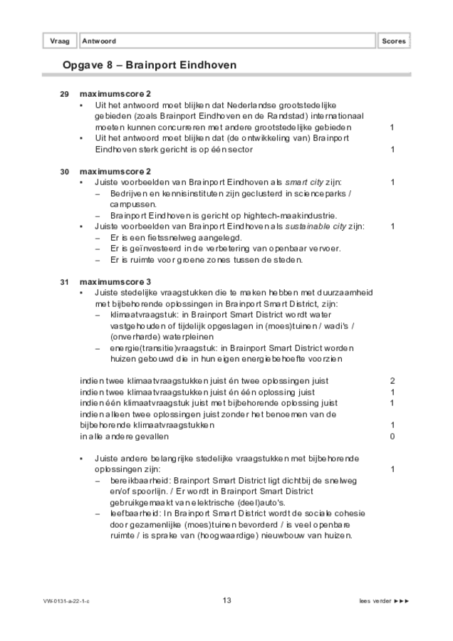 Correctievoorschrift examen VWO aardrijkskunde 2022, tijdvak 1. Pagina 13