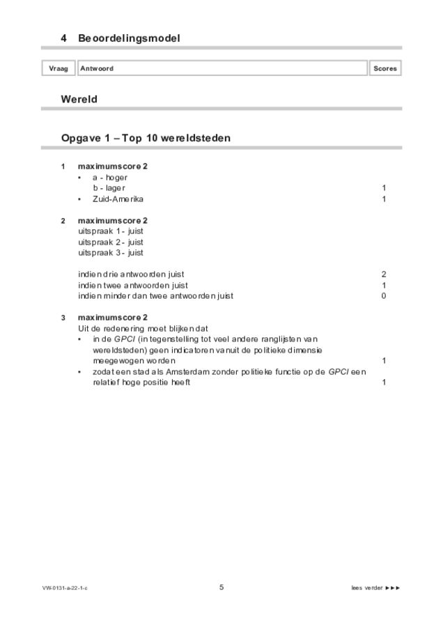 Correctievoorschrift examen VWO aardrijkskunde 2022, tijdvak 1. Pagina 5