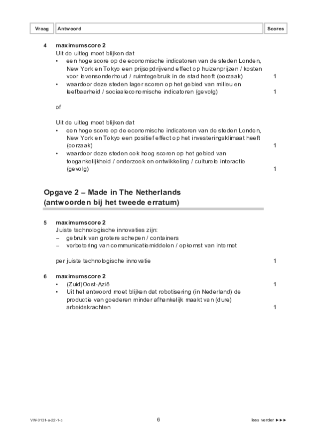 Correctievoorschrift examen VWO aardrijkskunde 2022, tijdvak 1. Pagina 6