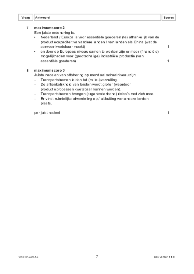 Correctievoorschrift examen VWO aardrijkskunde 2022, tijdvak 1. Pagina 7