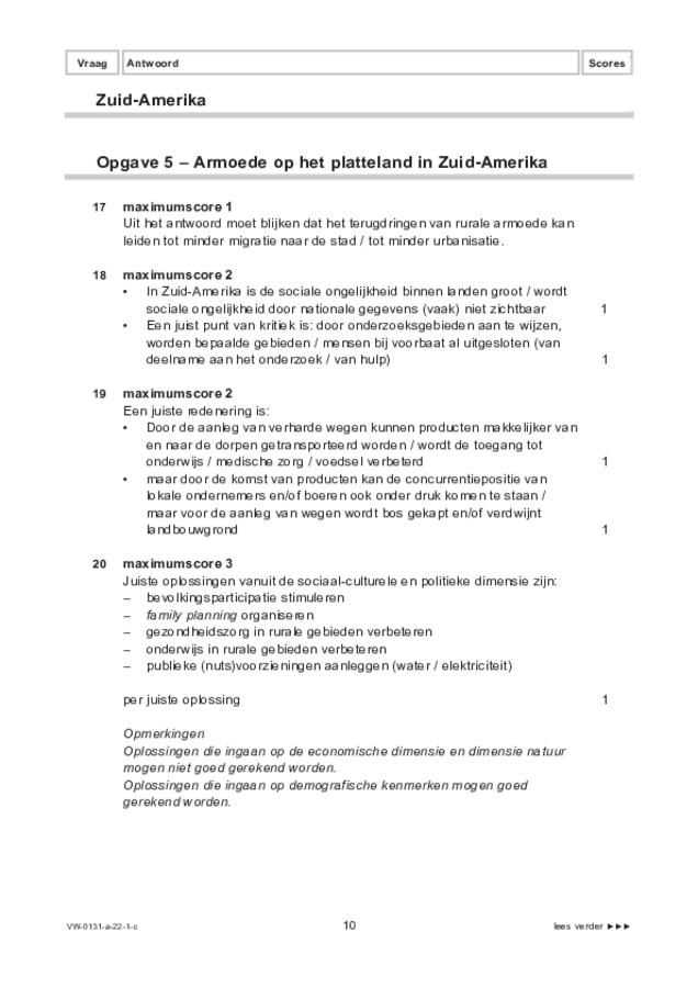 Correctievoorschrift examen VWO aardrijkskunde 2022, tijdvak 1. Pagina 10