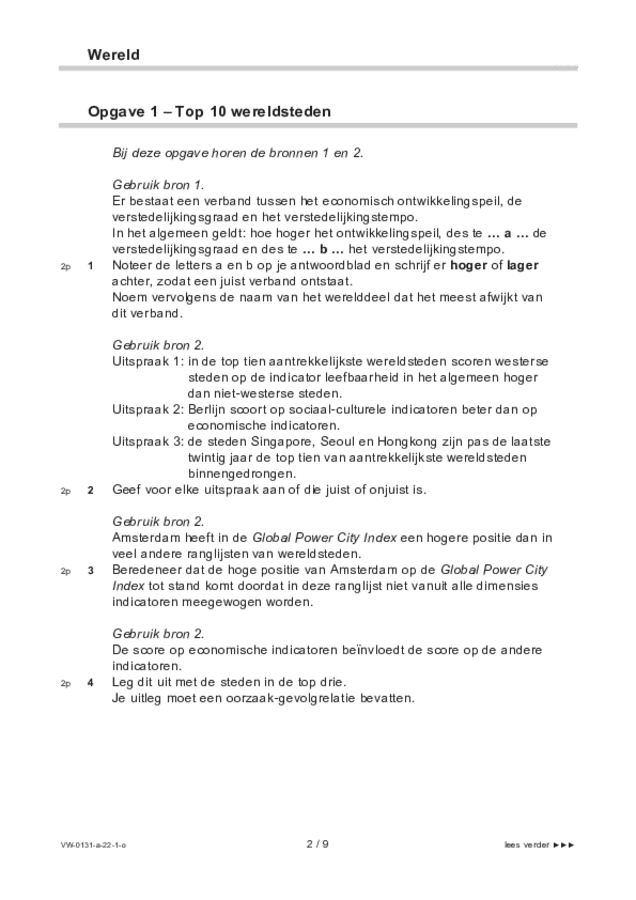 Opgaven examen VWO aardrijkskunde 2022, tijdvak 1. Pagina 2