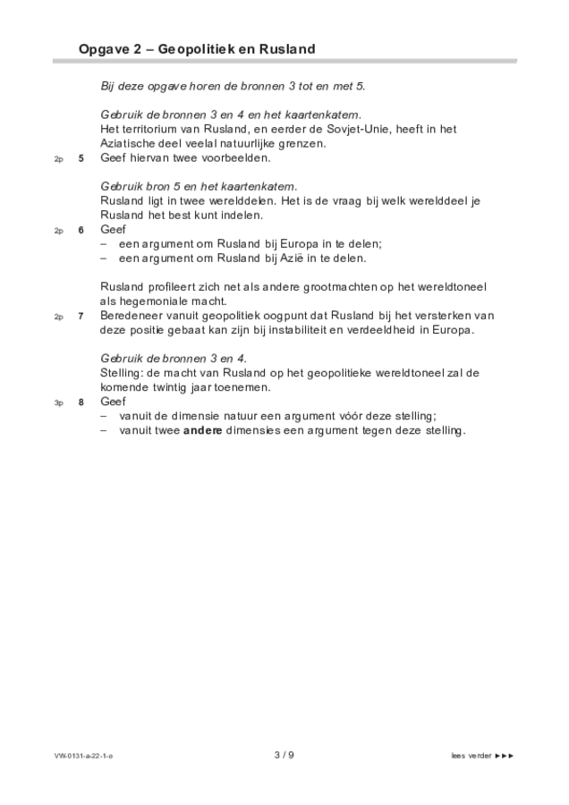 Opgaven examen VWO aardrijkskunde 2022, tijdvak 1. Pagina 3