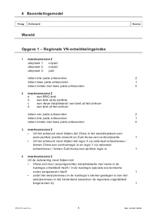 Correctievoorschrift examen VWO aardrijkskunde 2022, tijdvak 2. Pagina 5