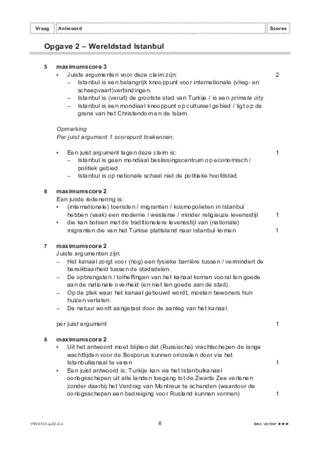 Correctievoorschrift examen VWO aardrijkskunde 2022, tijdvak 2. Pagina 6