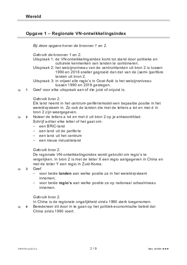 Opgaven examen VWO aardrijkskunde 2022, tijdvak 2. Pagina 2