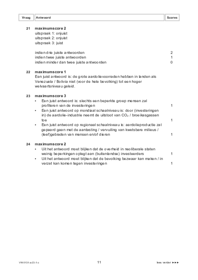 Correctievoorschrift examen VWO aardrijkskunde 2023, tijdvak 1. Pagina 11