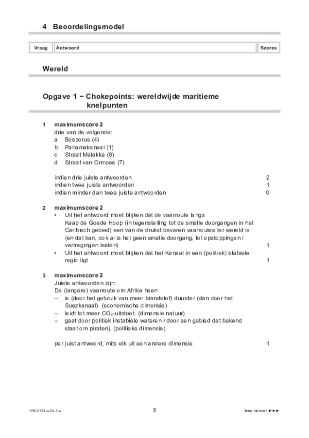 Correctievoorschrift examen VWO aardrijkskunde 2023, tijdvak 1. Pagina 5