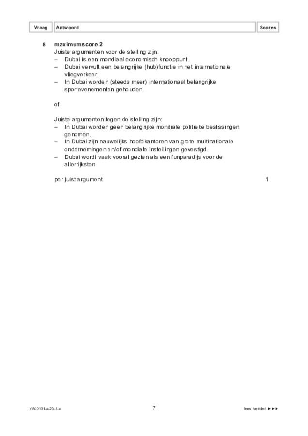 Correctievoorschrift examen VWO aardrijkskunde 2023, tijdvak 1. Pagina 7