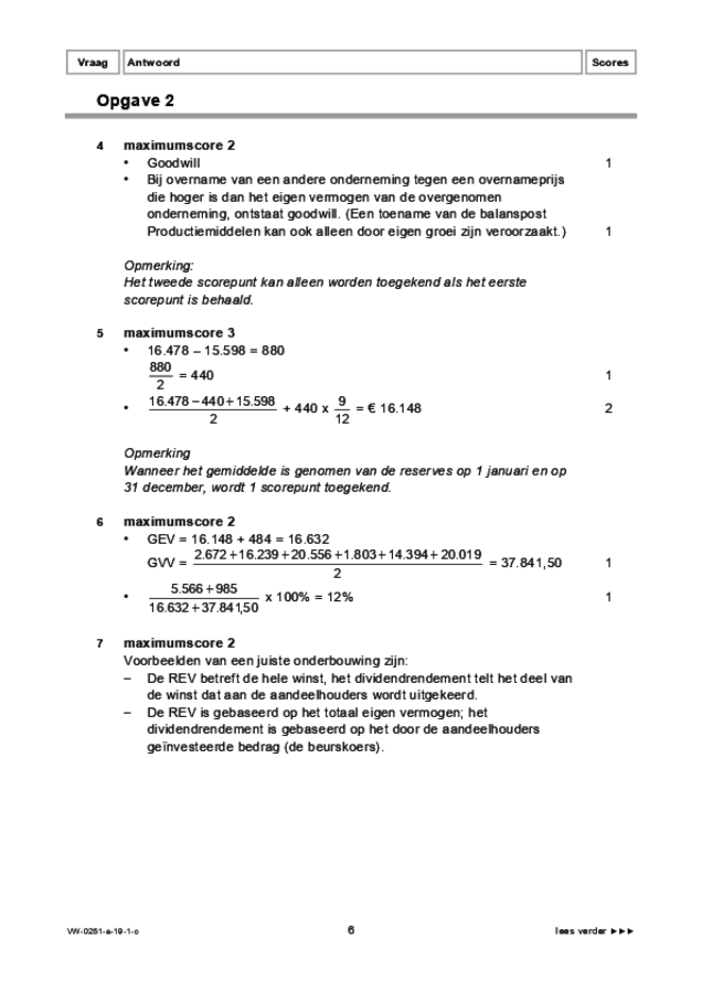 Correctievoorschrift examen VWO management & organisatie 2019, tijdvak 1. Pagina 6