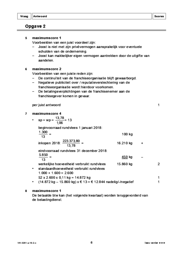 Correctievoorschrift examen VWO management & organisatie 2019, tijdvak 2. Pagina 6