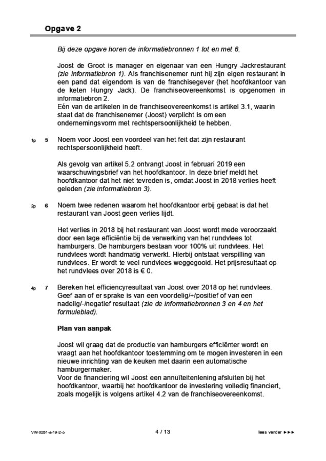 Opgaven examen VWO management & organisatie 2019, tijdvak 2. Pagina 4