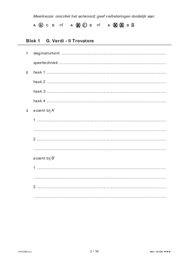 Uitwerkbijlage examen VWO muziek 2021, tijdvak 1. Pagina 2
