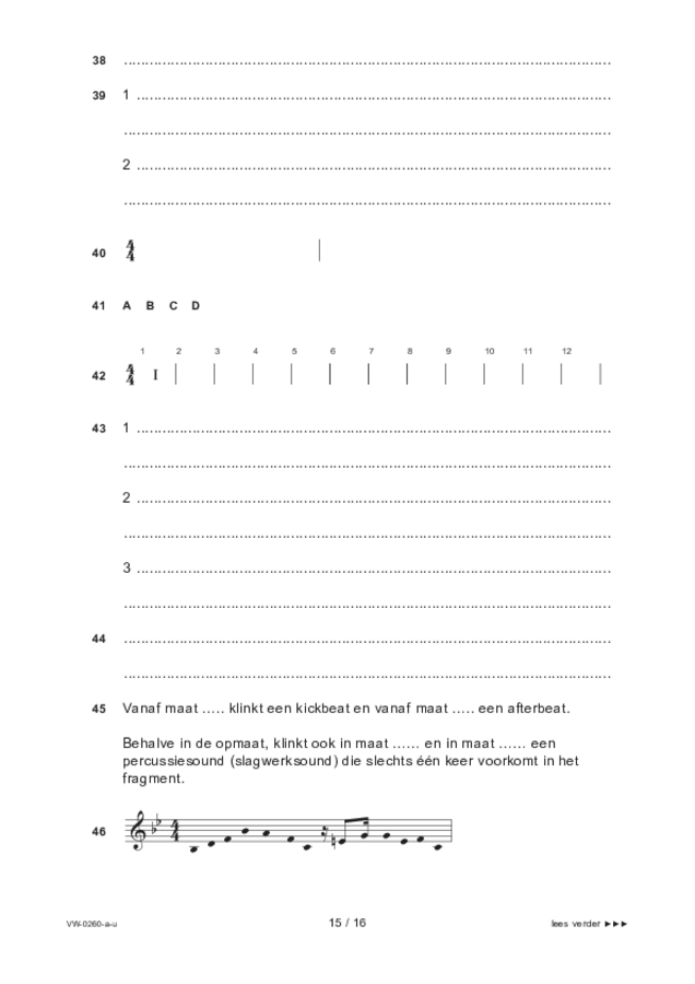 Uitwerkbijlage examen VWO muziek 2021, tijdvak 1. Pagina 15