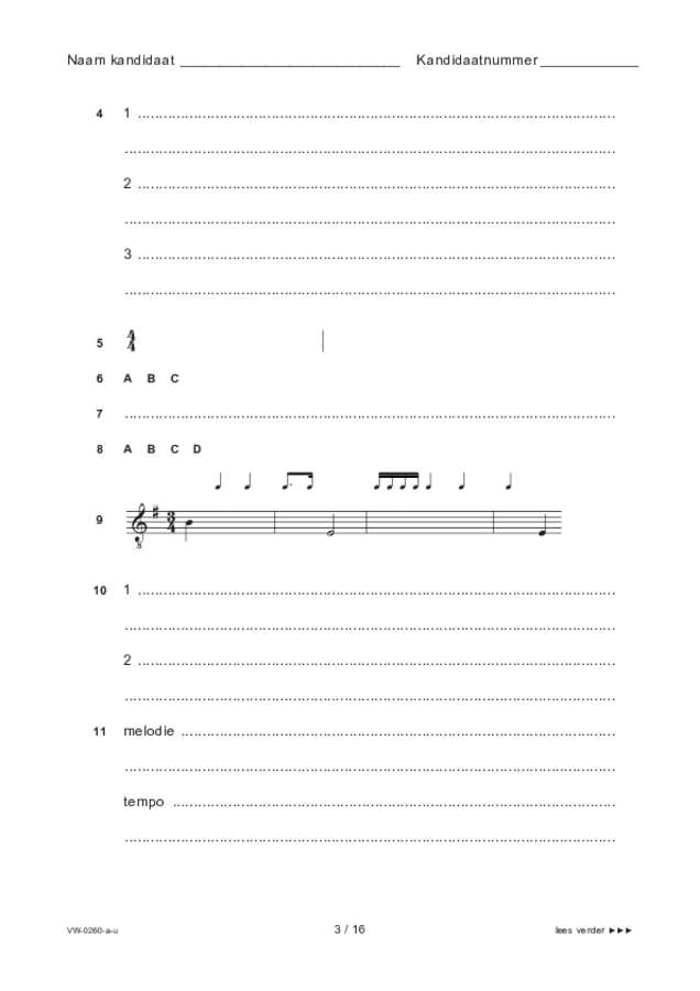 Uitwerkbijlage examen VWO muziek 2021, tijdvak 1. Pagina 3