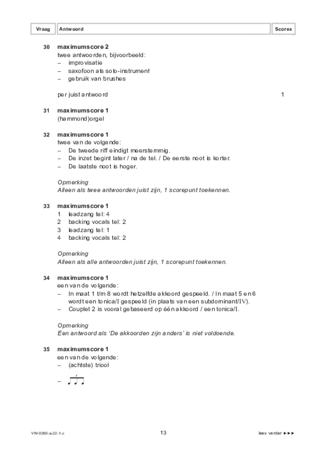 Correctievoorschrift examen VWO muziek 2022, tijdvak 1. Pagina 13