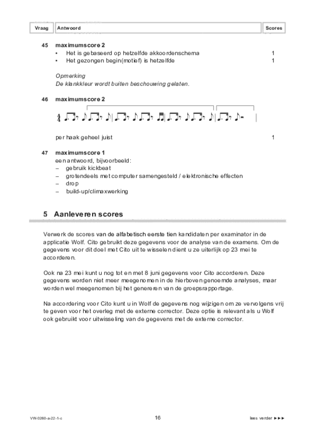 Correctievoorschrift examen VWO muziek 2022, tijdvak 1. Pagina 16