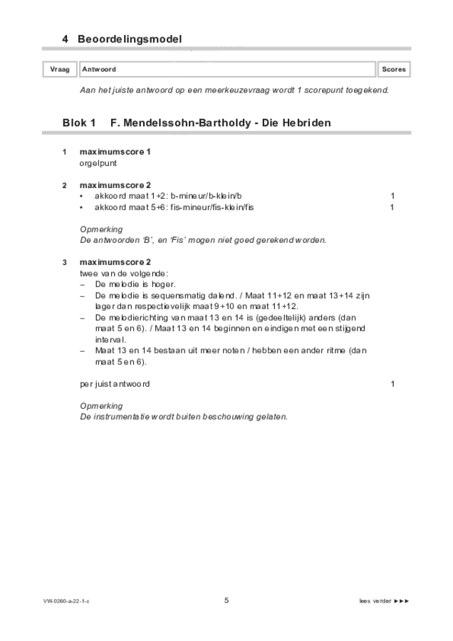 Correctievoorschrift examen VWO muziek 2022, tijdvak 1. Pagina 5