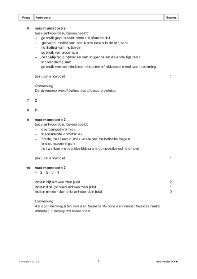 Correctievoorschrift examen VWO muziek 2022, tijdvak 1. Pagina 7