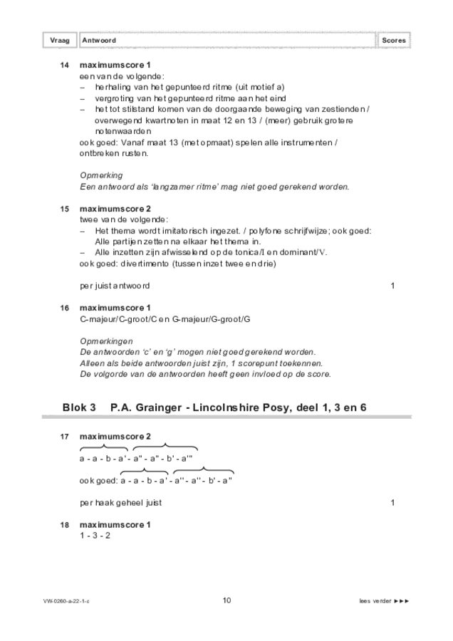 Correctievoorschrift examen VWO muziek 2022, tijdvak 1. Pagina 10