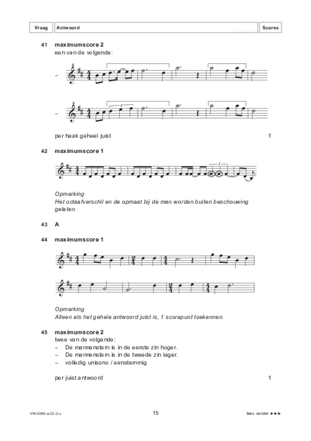 Correctievoorschrift examen VWO muziek 2022, tijdvak 2. Pagina 15