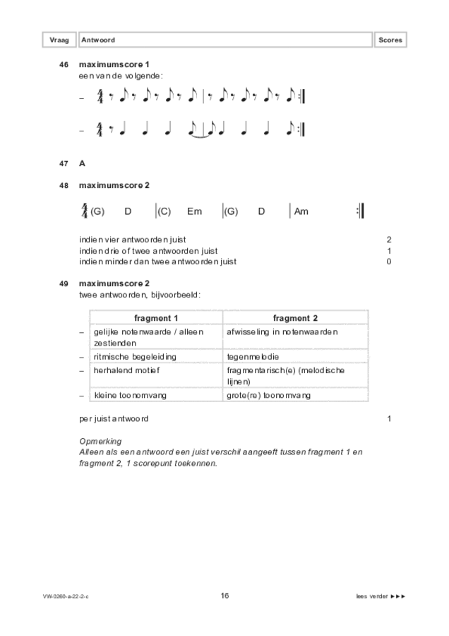 Correctievoorschrift examen VWO muziek 2022, tijdvak 2. Pagina 16