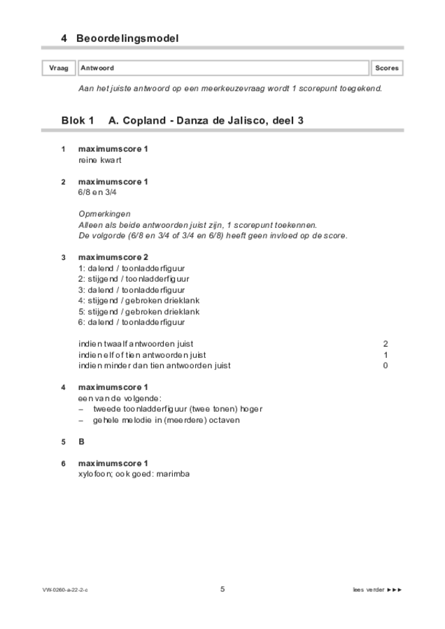 Correctievoorschrift examen VWO muziek 2022, tijdvak 2. Pagina 5