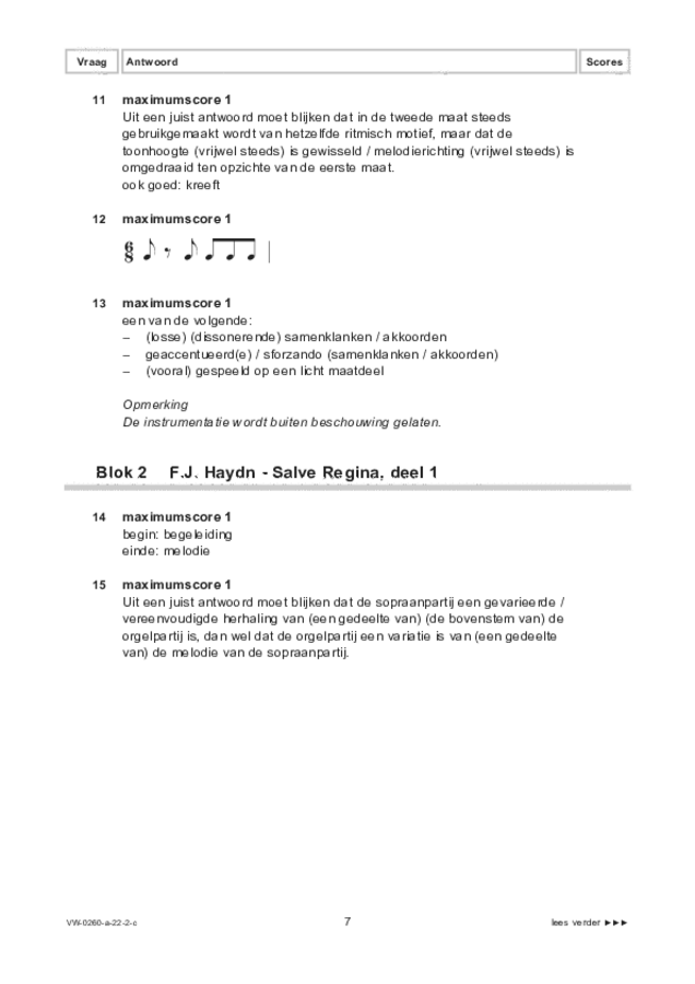 Correctievoorschrift examen VWO muziek 2022, tijdvak 2. Pagina 7