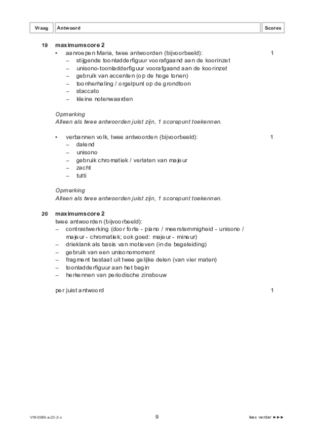 Correctievoorschrift examen VWO muziek 2022, tijdvak 2. Pagina 9