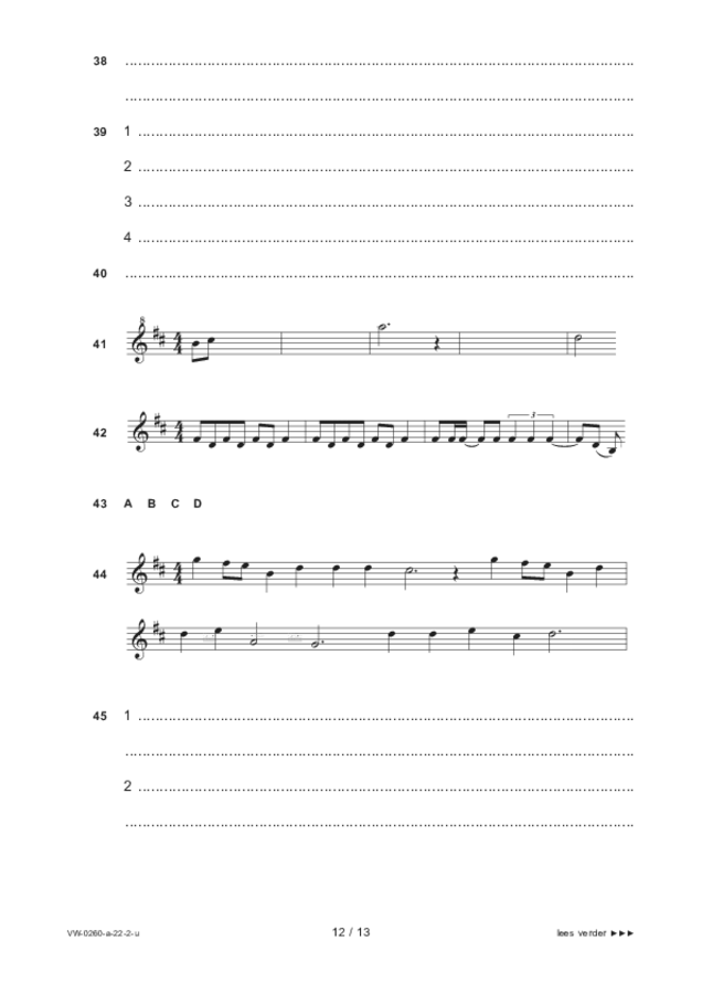 Uitwerkbijlage examen VWO muziek 2022, tijdvak 2. Pagina 12