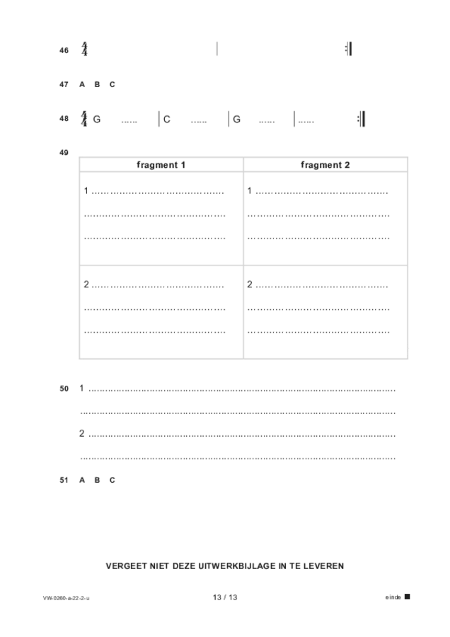 Uitwerkbijlage examen VWO muziek 2022, tijdvak 2. Pagina 13