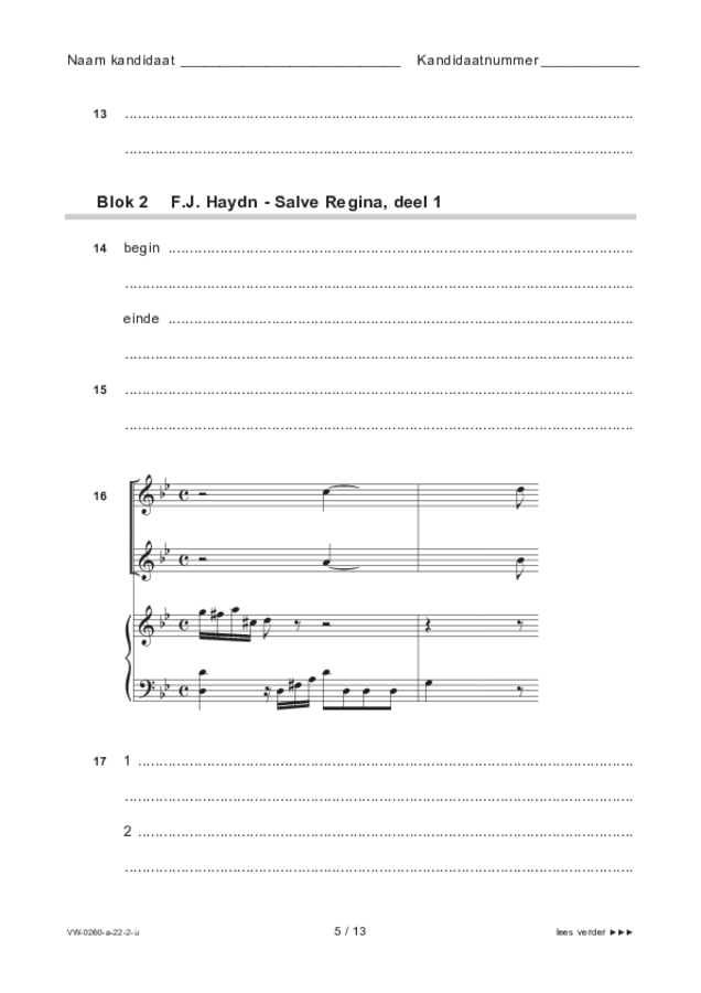 Uitwerkbijlage examen VWO muziek 2022, tijdvak 2. Pagina 5