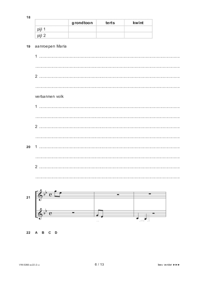 Uitwerkbijlage examen VWO muziek 2022, tijdvak 2. Pagina 6