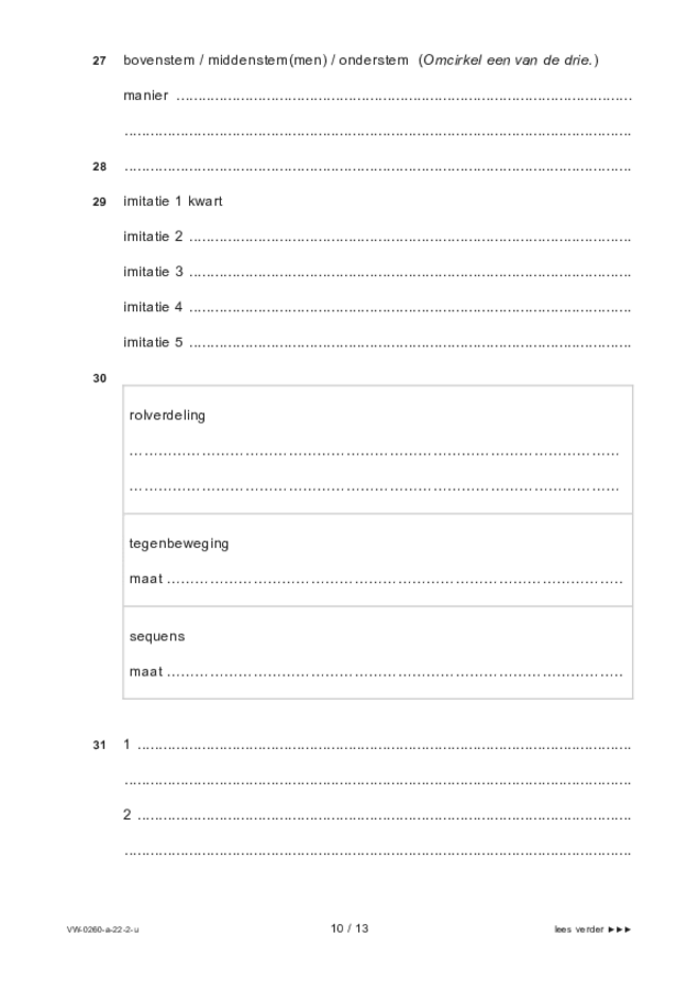 Uitwerkbijlage examen VWO muziek 2022, tijdvak 2. Pagina 10