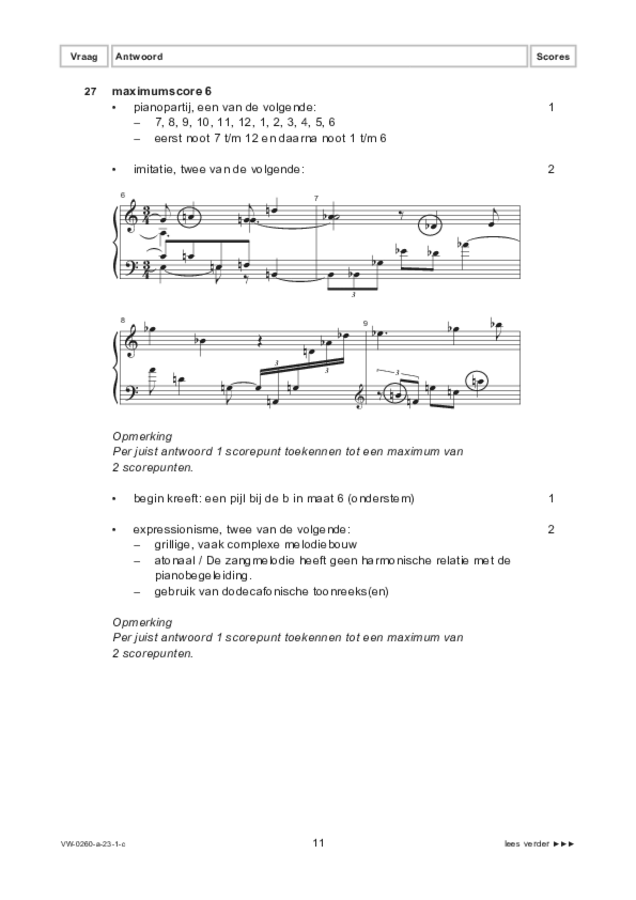 Correctievoorschrift examen VWO muziek 2023, tijdvak 1. Pagina 11