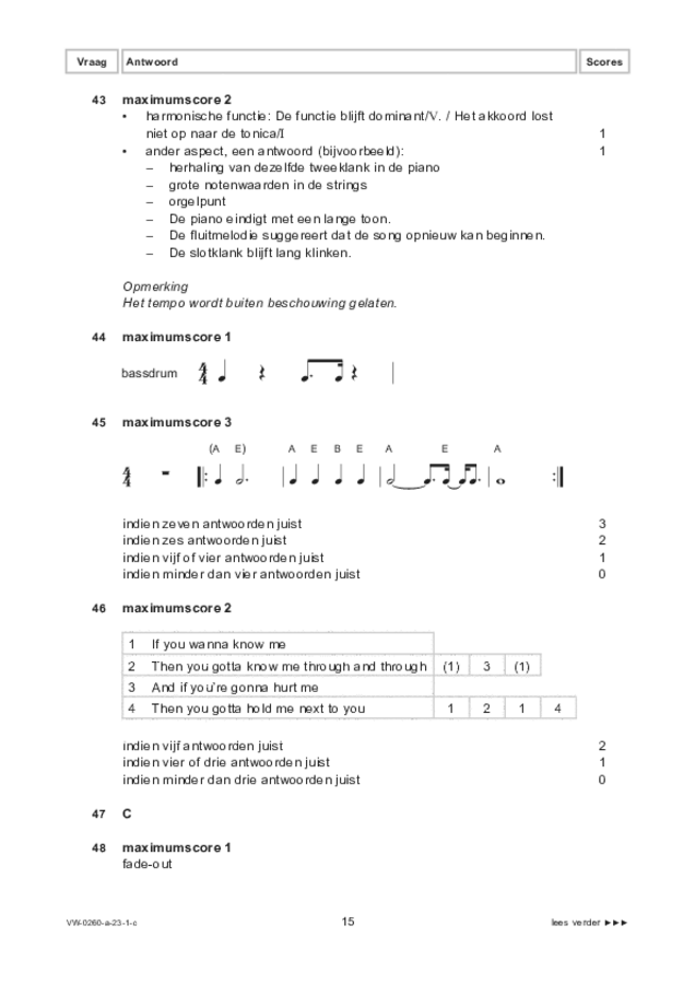 Correctievoorschrift examen VWO muziek 2023, tijdvak 1. Pagina 15