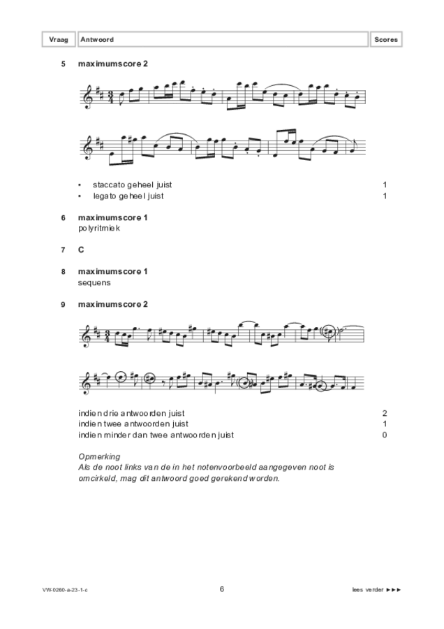 Correctievoorschrift examen VWO muziek 2023, tijdvak 1. Pagina 6