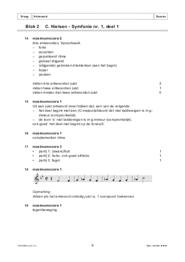 Correctievoorschrift examen VWO muziek 2023, tijdvak 1. Pagina 8