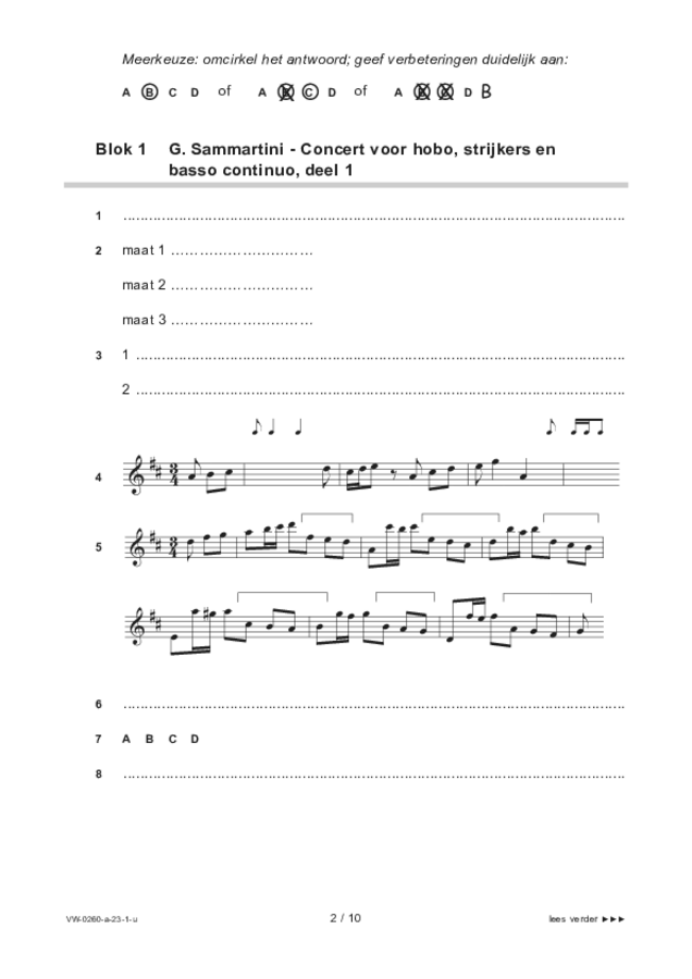 Uitwerkbijlage examen VWO muziek 2023, tijdvak 1. Pagina 2