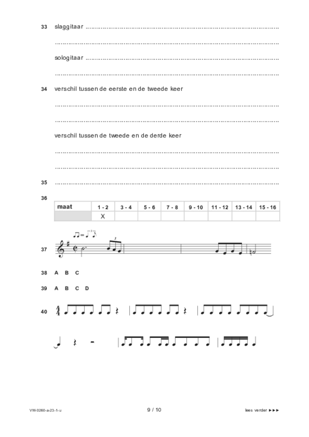 Uitwerkbijlage examen VWO muziek 2023, tijdvak 1. Pagina 9