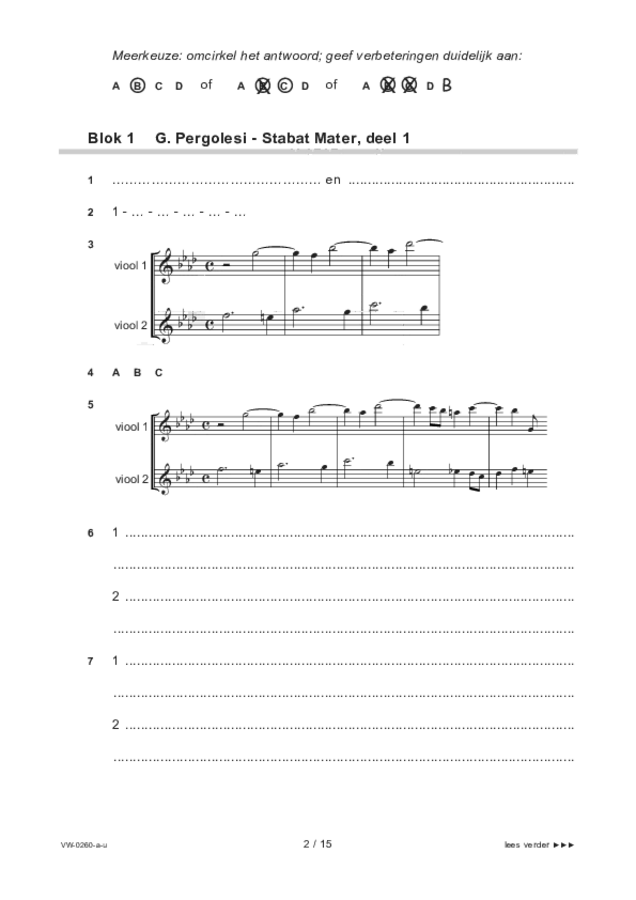 Uitwerkbijlage examen VWO muziek 2023, tijdvak 2. Pagina 2