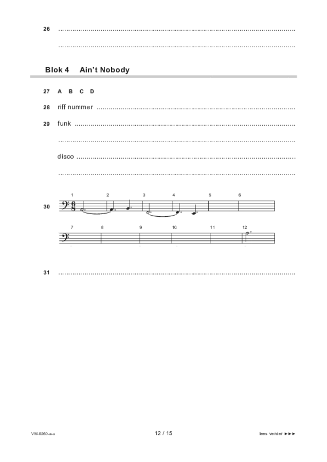 Uitwerkbijlage examen VWO muziek 2023, tijdvak 2. Pagina 12