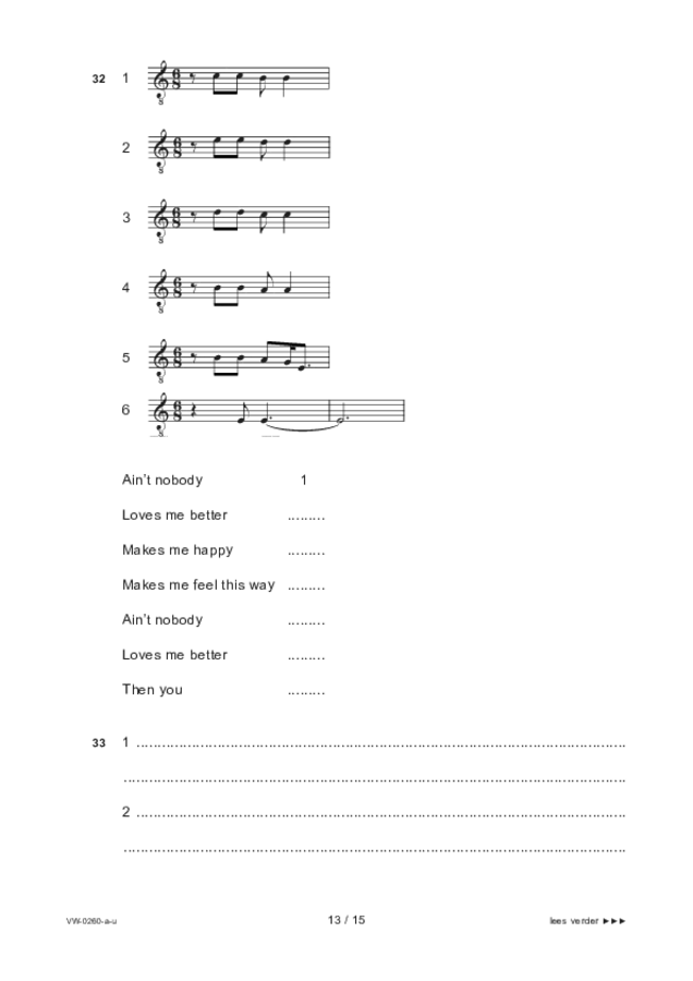 Uitwerkbijlage examen VWO muziek 2023, tijdvak 2. Pagina 13