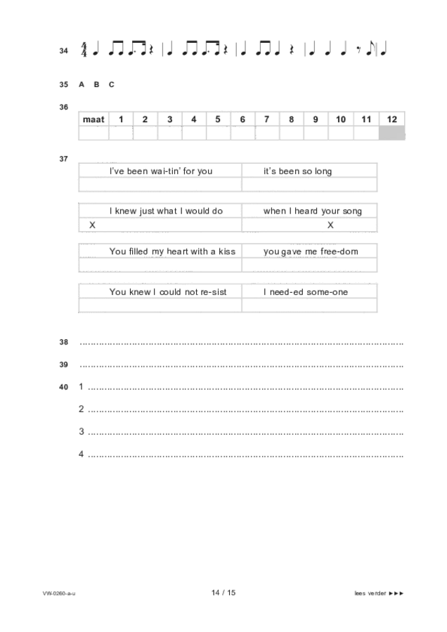 Uitwerkbijlage examen VWO muziek 2023, tijdvak 2. Pagina 14