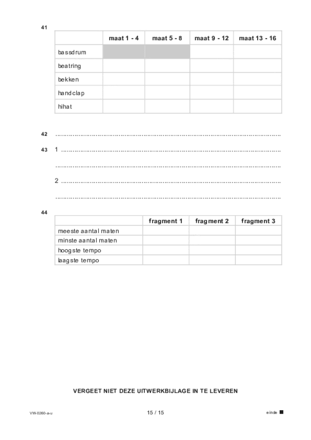 Uitwerkbijlage examen VWO muziek 2023, tijdvak 2. Pagina 15